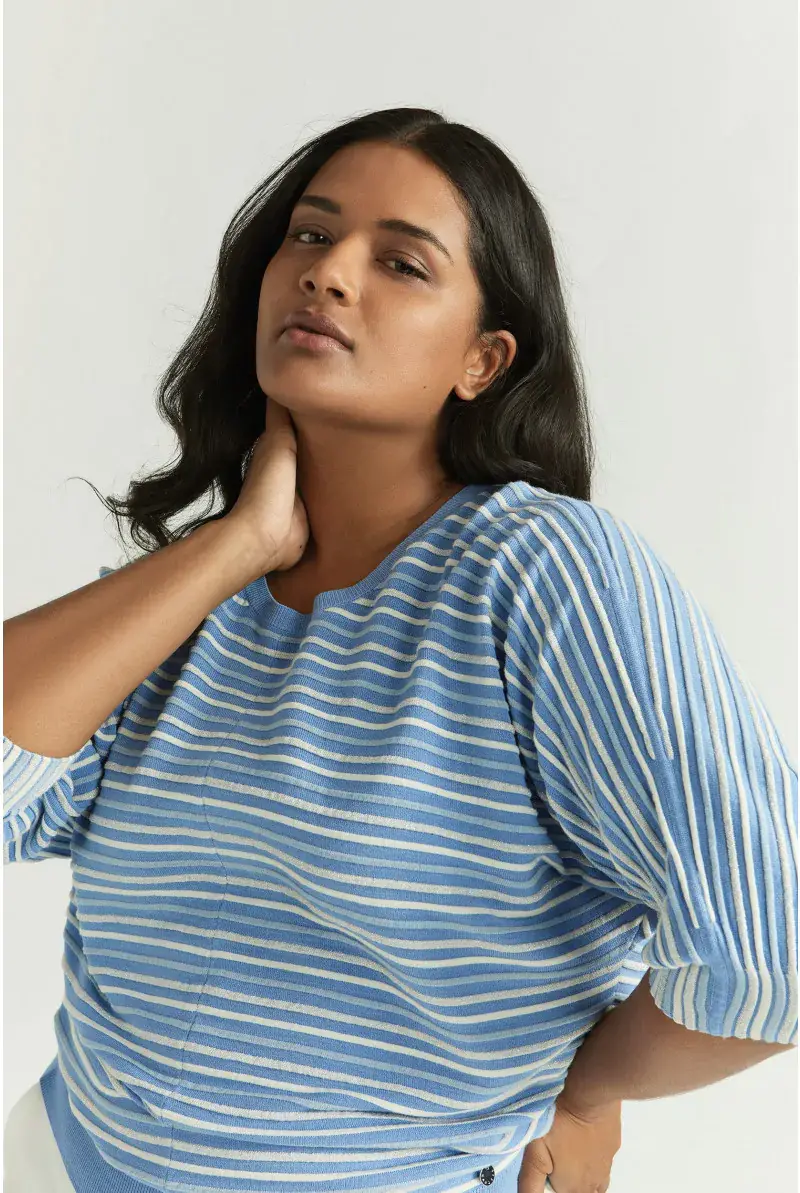 Xandres Pull Rayé à Manches Bouffantes 29026-02-2485