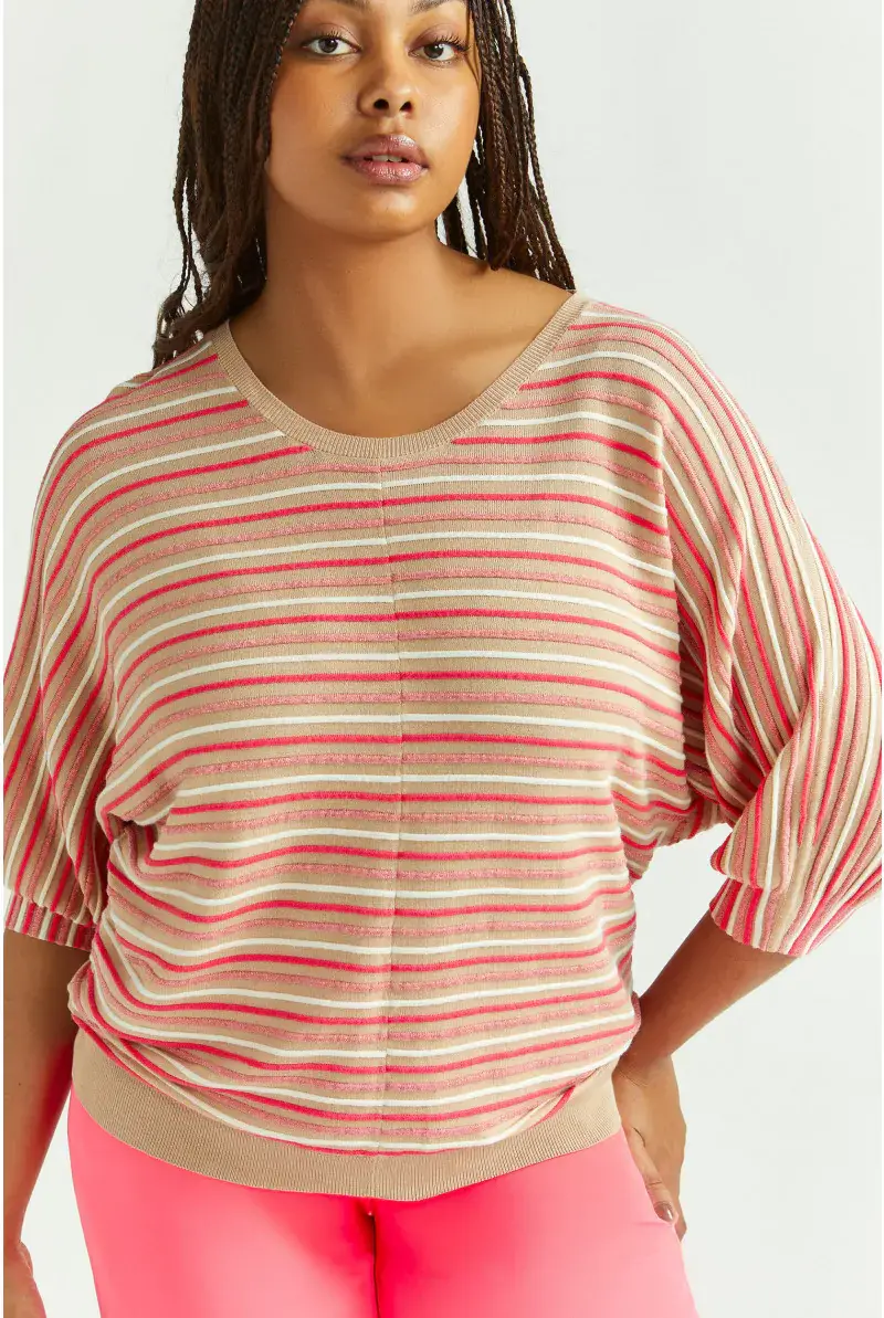 Xandres Pull Rayé à Manches Bouffantes 29026-02-8375