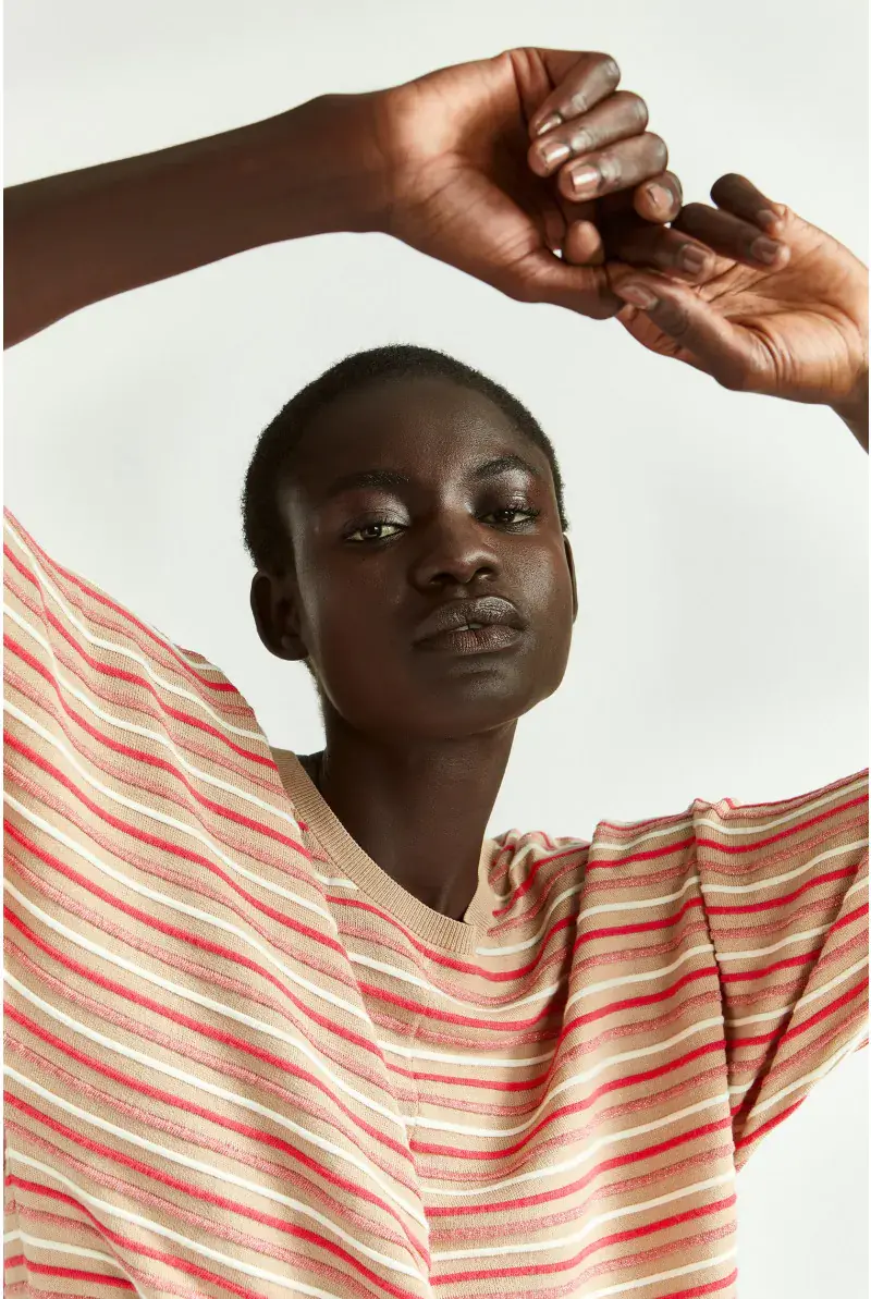 xandres Pull rayé à manches bouffantes 29026-02-8375