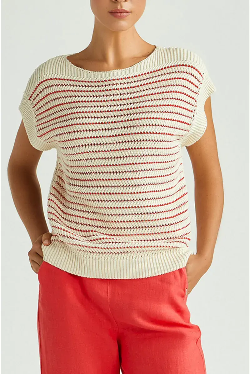 xandres Pull sans manches en grosse maille 29322-01-2695