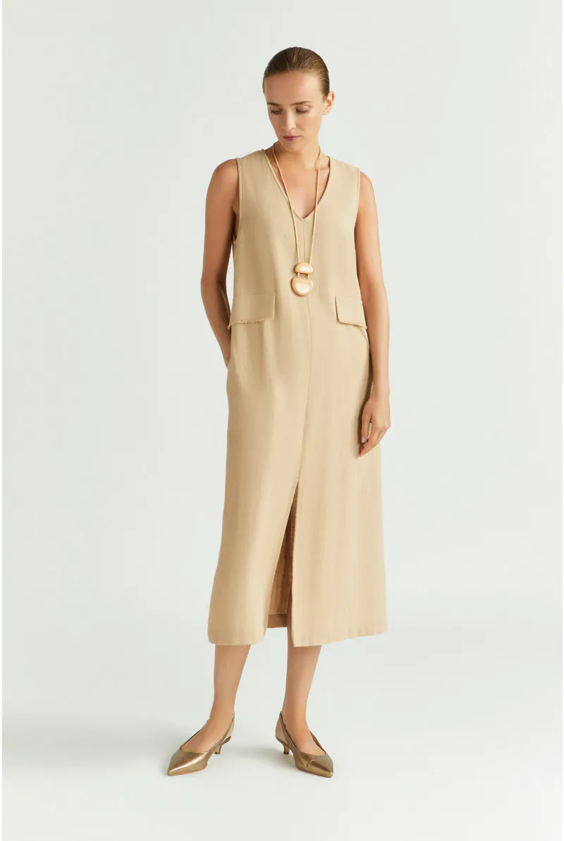 xandres Robe en ligne A à l’aspect lin 14440-01-8370