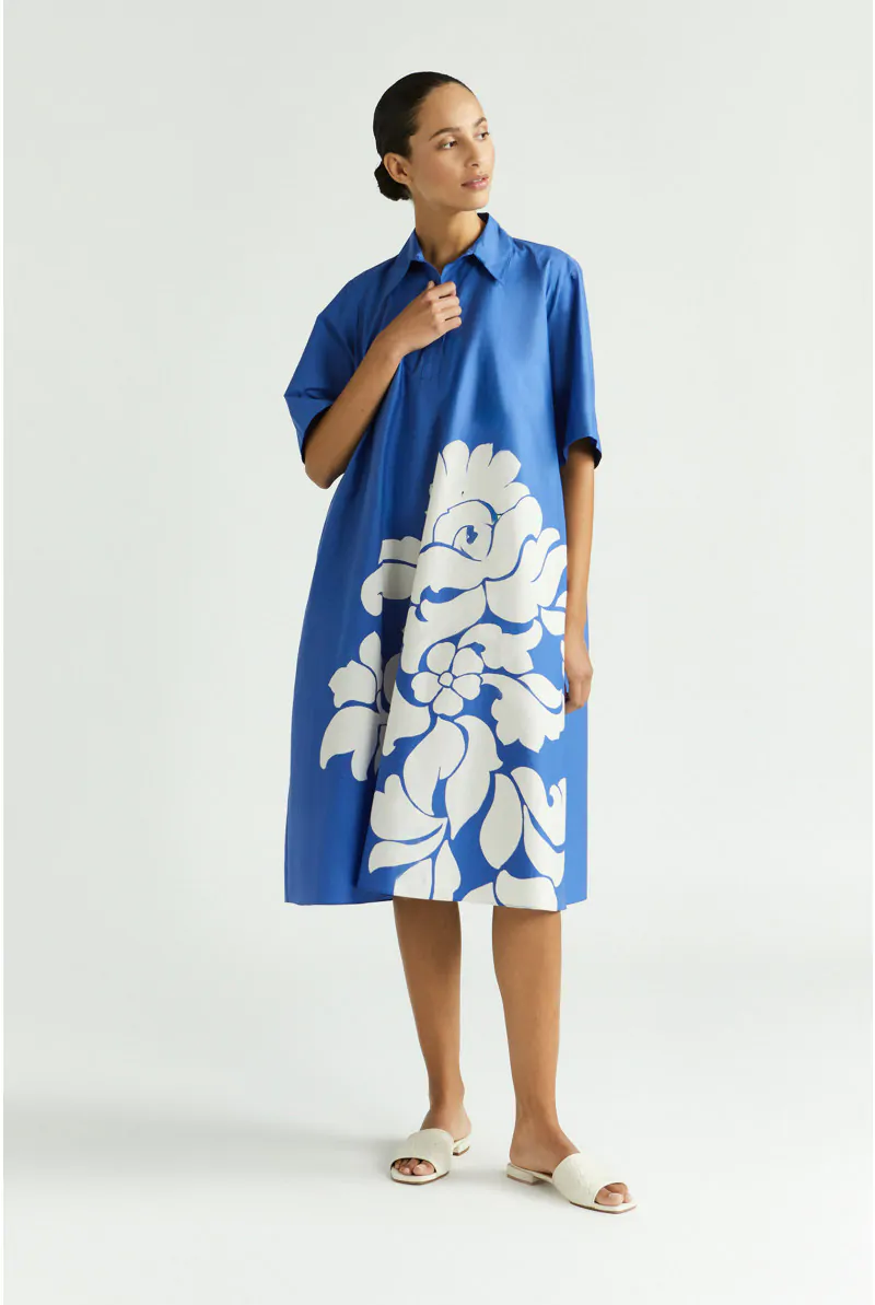 xandres Robe en ligne A en coton avec imprimé 61287-01-5165