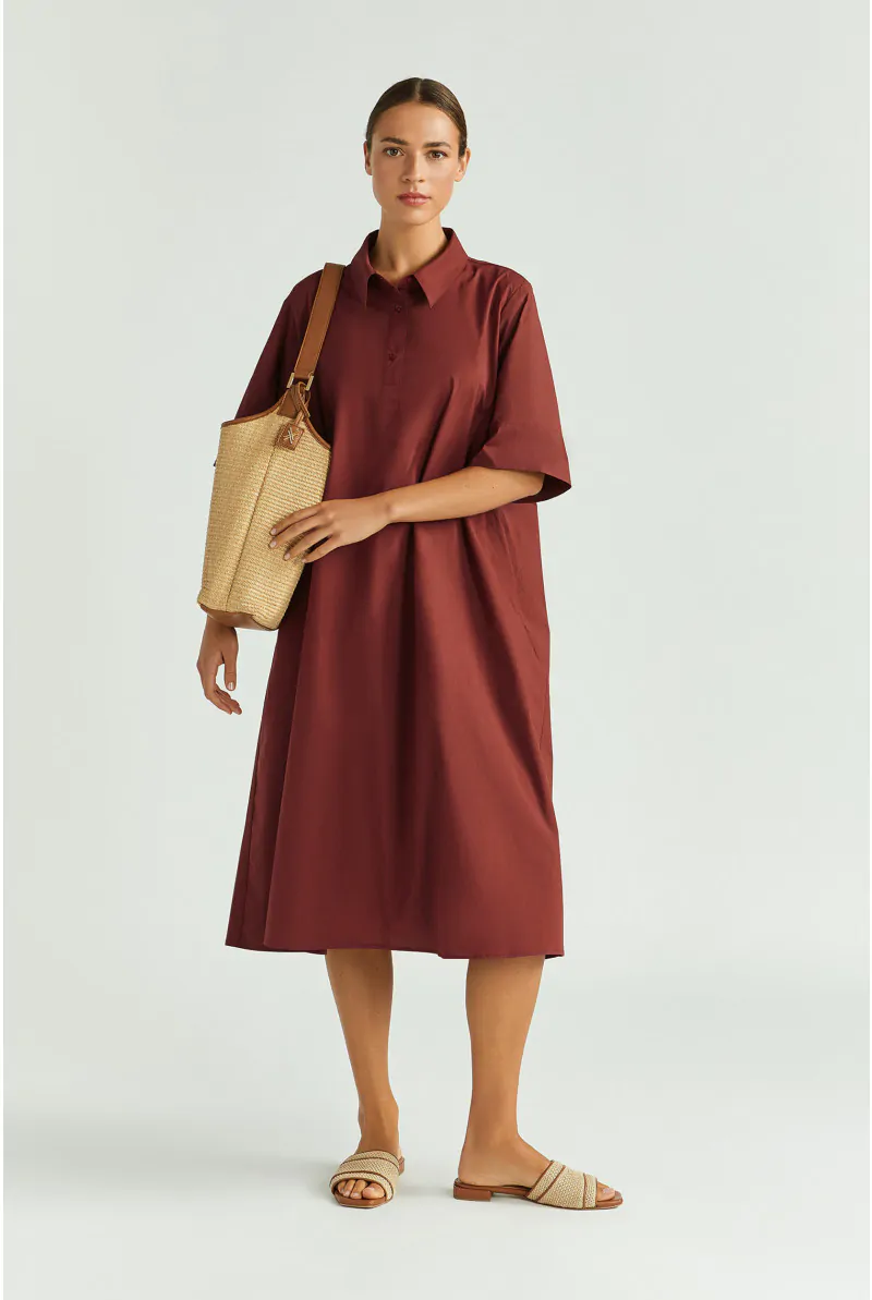 Xandres Robe En Ligne A En Coton Biologique 61287-02-2790