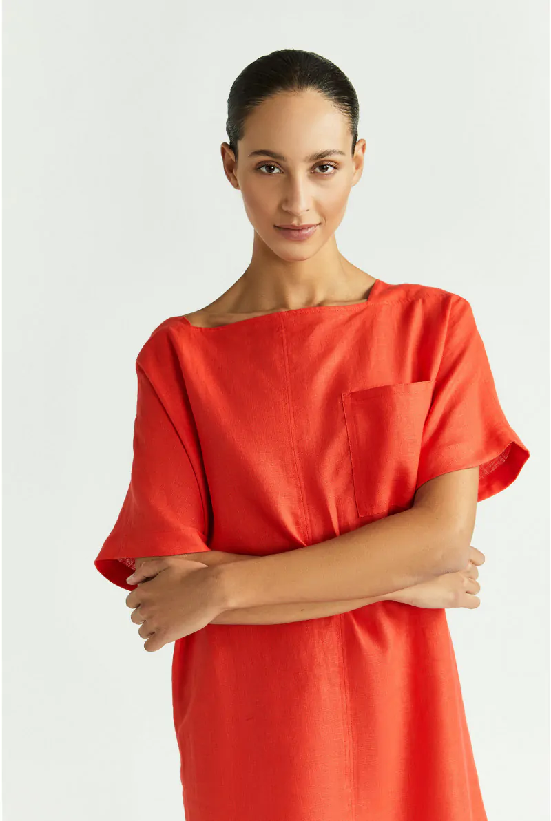 Xandres Robe En Lin Avec Poche De Poitrine 14443-01-2690