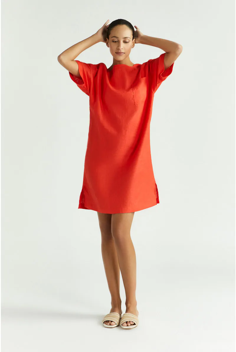 Xandres Robe En Lin Avec Poche De Poitrine 14443-01-2690