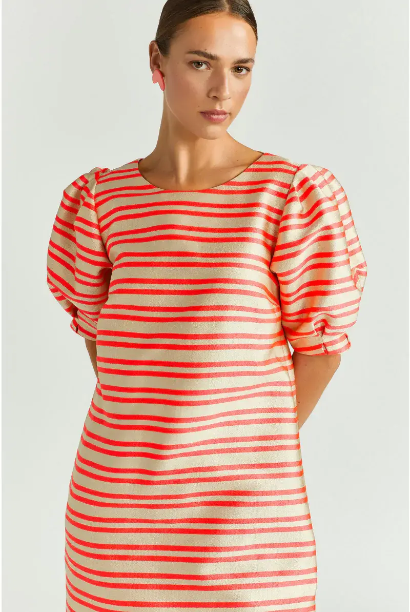 Xandres Robe En Taffetas Avec Manches Ballon 14386-01-3466