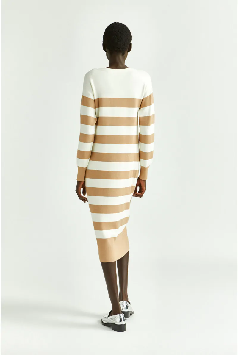 Xandres Robe Mi-longue à Larges Rayures 29240-01-2416