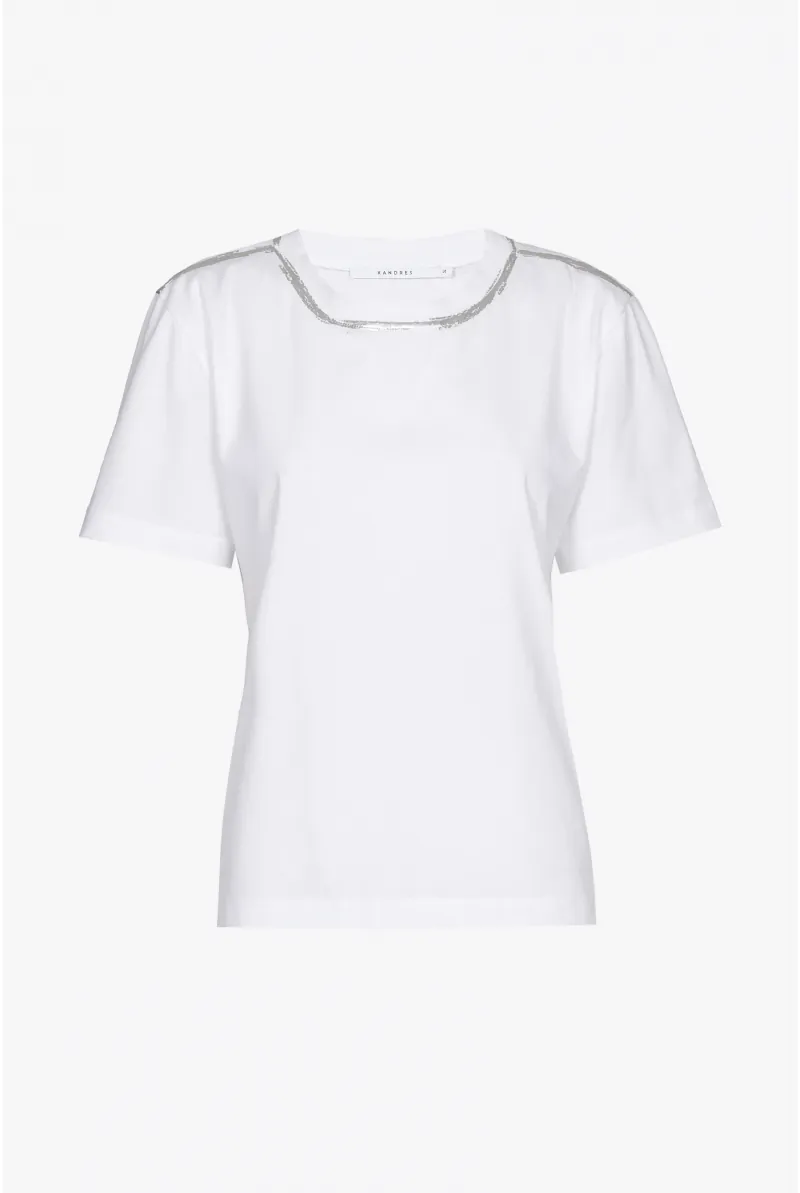 xandres T-shirt avec encolure argentée 29262-01-0160