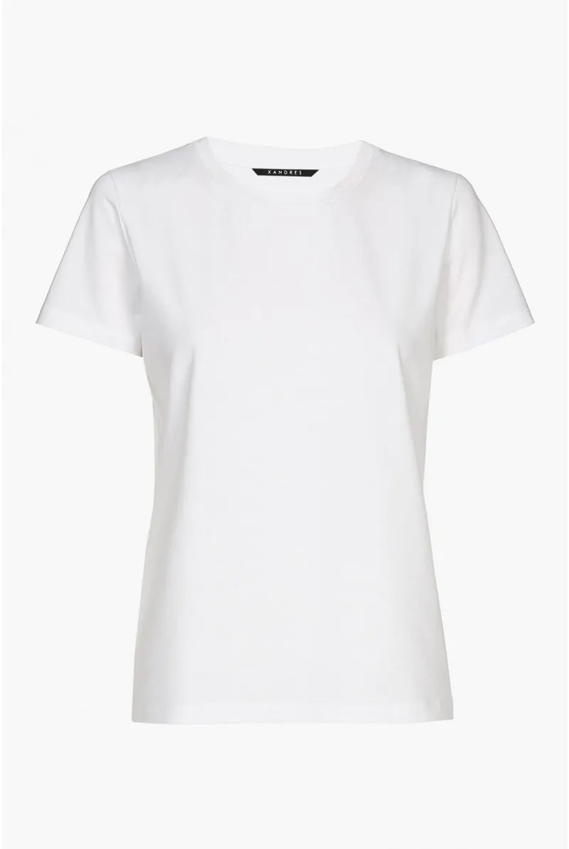 xandres T-shirt blanc à manches courtes et col rond ESS073-01-0160