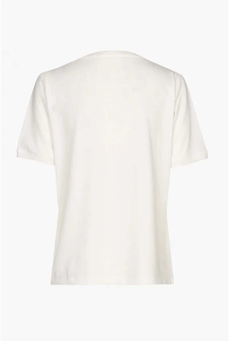 Xandres T-shirt Blanc Cassé à Manches Courtes Et Col En V. ESS072-01-1840