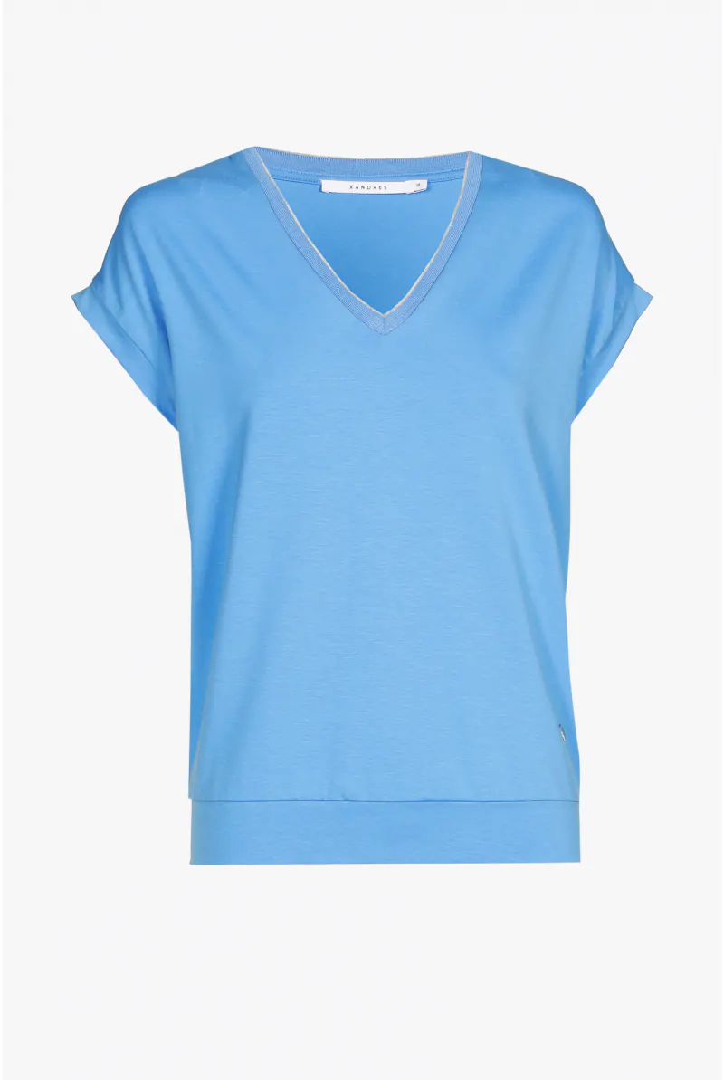 xandres T-shirt en jersey avec encolure en V 29287-01-3040