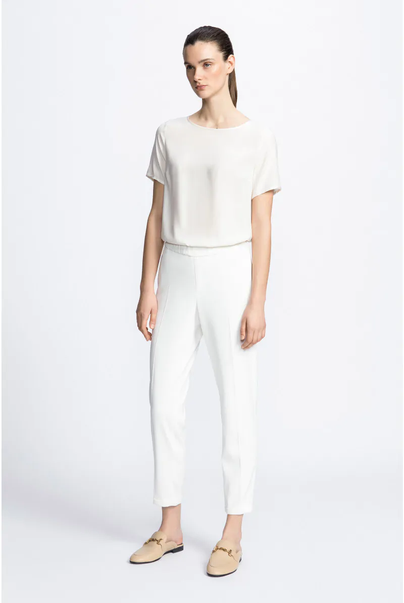 xandres T-shirt en soie blanc à manches courtes ESS011-01-1840