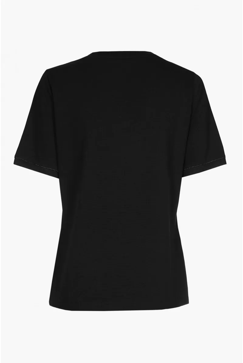 Xandres T-shirt Noir à Manches Courtes Et Col En V. ESS072-01-0040