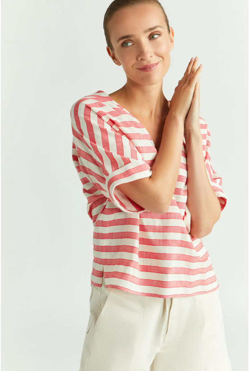 Xandres Blouse Rayée à Encolure En V 14424-01-2696