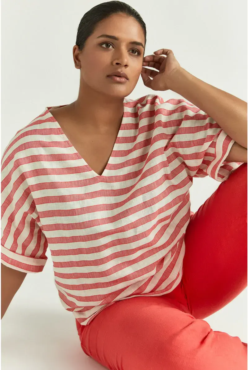 Xandres Blouse Rayée à Encolure En V 14424-01-2696