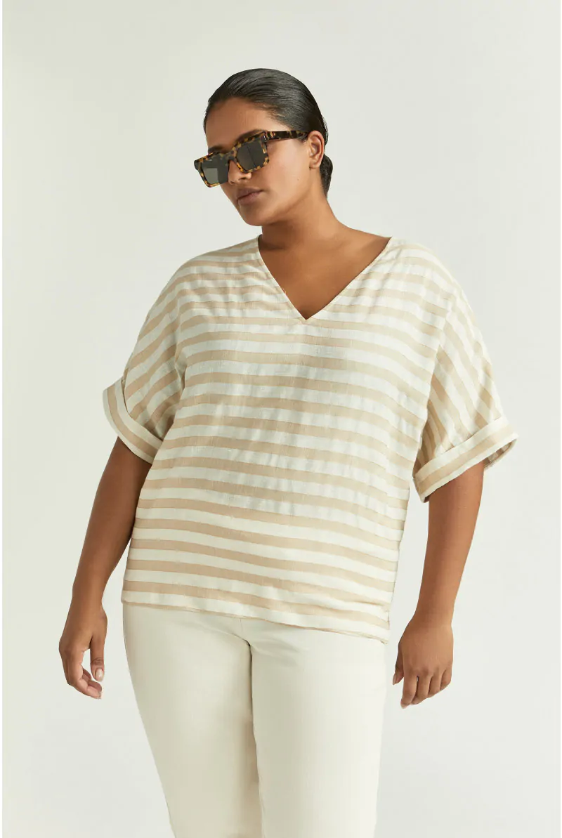 Xandres Blouse Rayée à Encolure En V 14424-01-8375