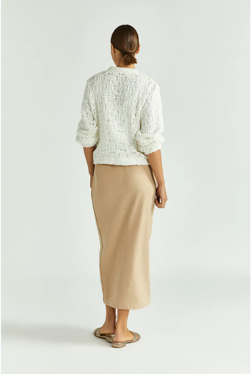 Xandres Jupe Crayon à L’aspect Lin 14429-01-8370