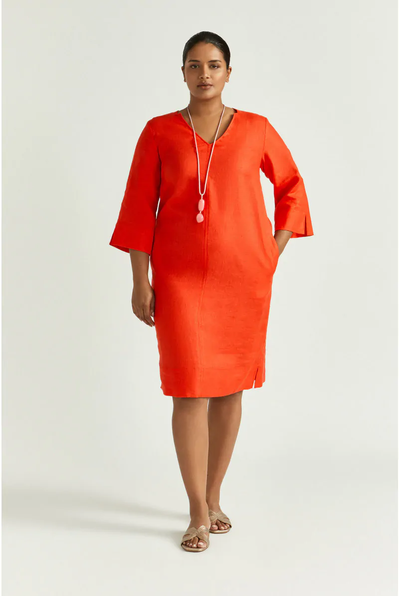 xandres Robe en lin à encolure en V 82025-01-2690