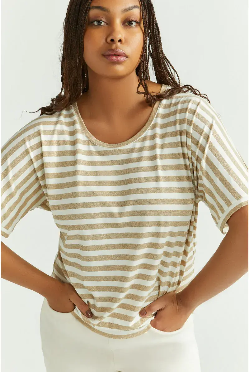 xandres T-shirt rayé en lurex 29261-01-8376