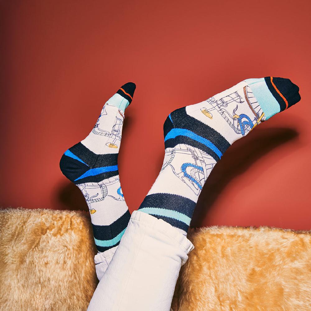 xpooos Lignes de vélo art des chaussettes pour hommes