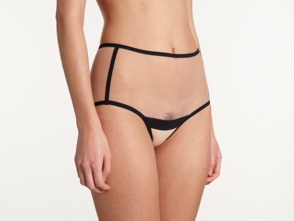 Yasmine Eslami Serena Culotte Taille Haute Chair Et Noir