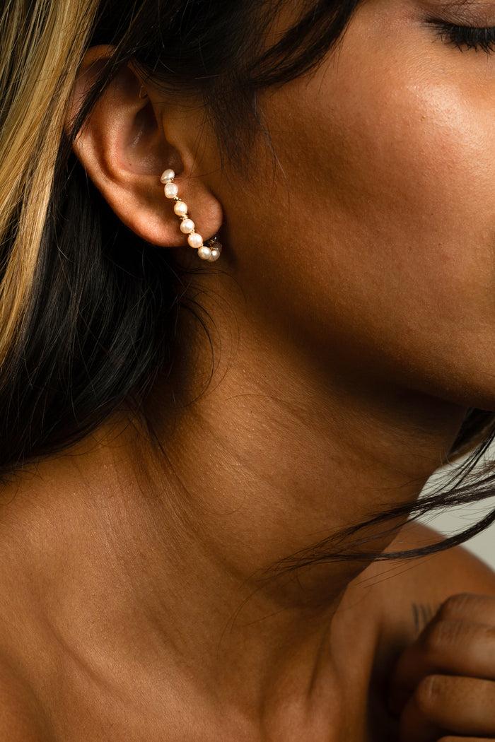 Yay Paris Illusion Button Earring - Cultured Pearl Gold