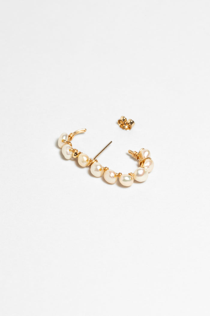 yay paris Illusion Button Earring - Cultured Pearl Gold