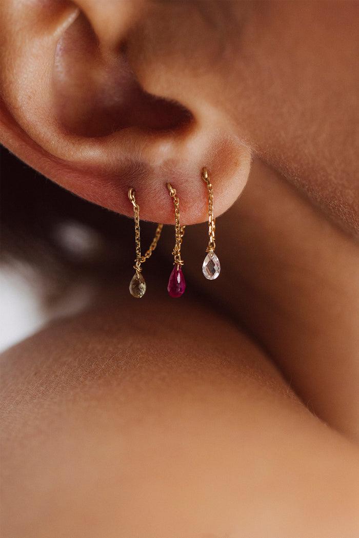 Yay Paris Mia Essential Chain Earrings - 750‰ Gold Sapphire Of Your Choice