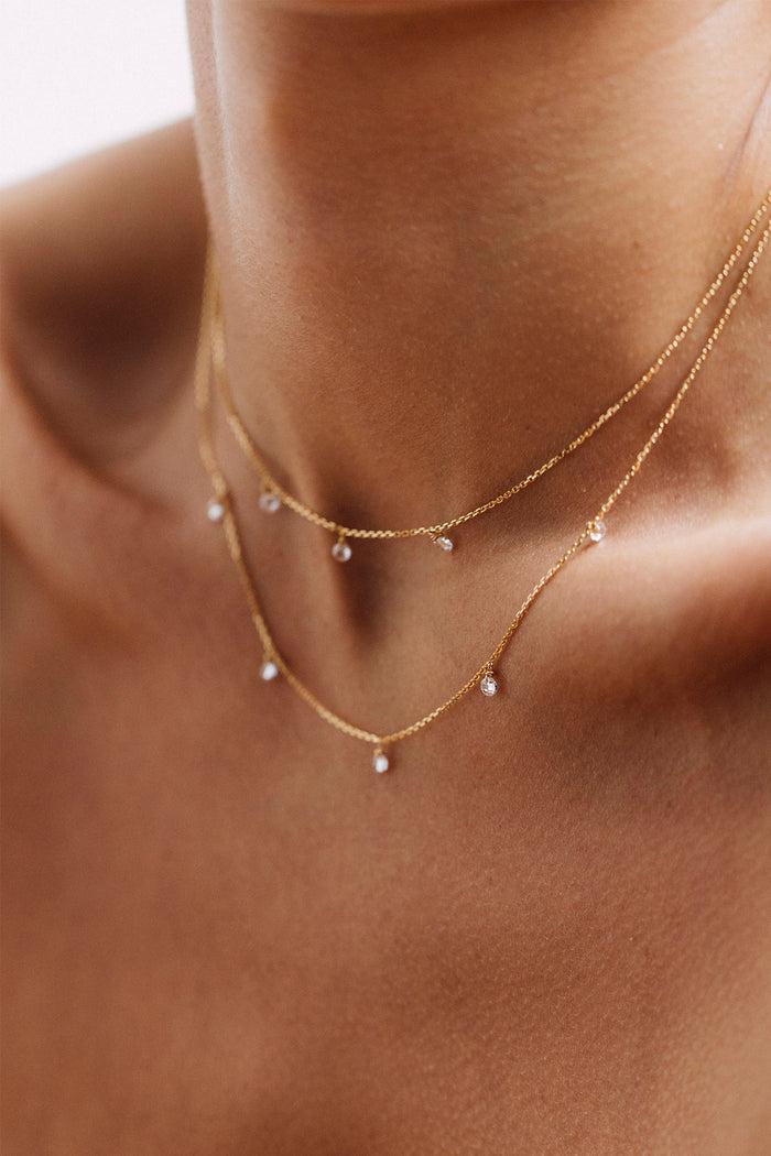 Yay Paris Sofia Long Tassel Necklace - 750‰ Gold White Diamond