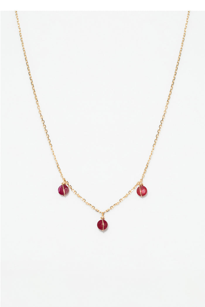 yay paris Sofia short tassel necklace - 750‰ Gold Ruby