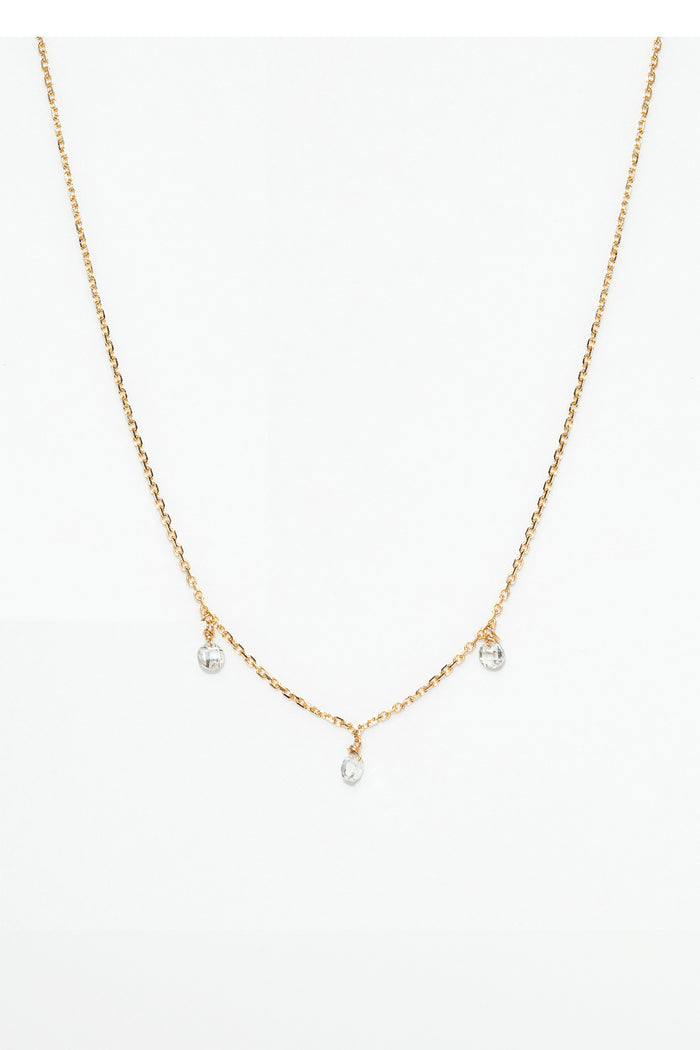 yay paris Sofia short tassel necklace - 750‰ gold White diamond