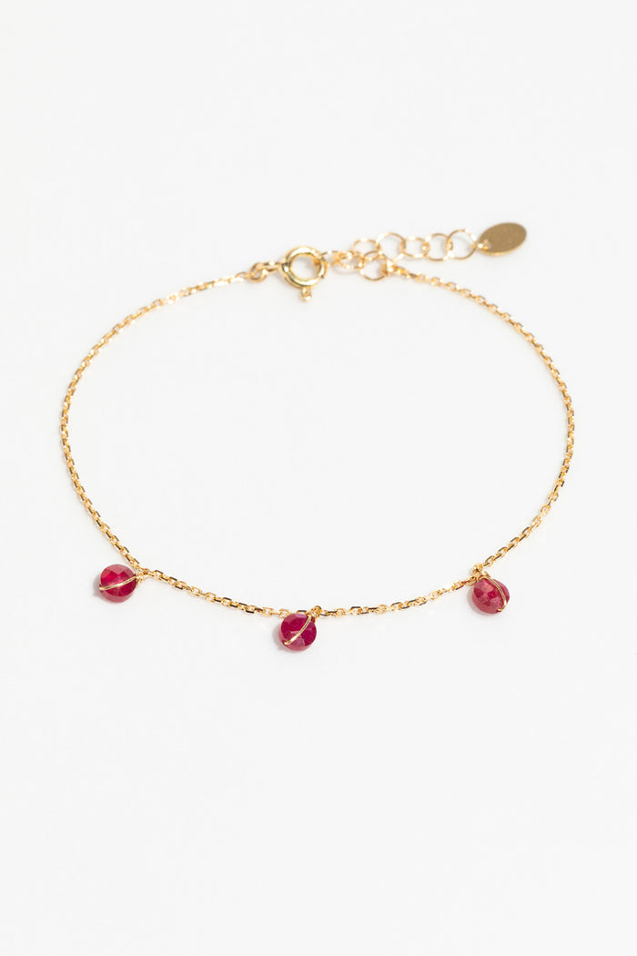 yay paris Sofia tassel chain bracelet - 750‰ Gold Ruby