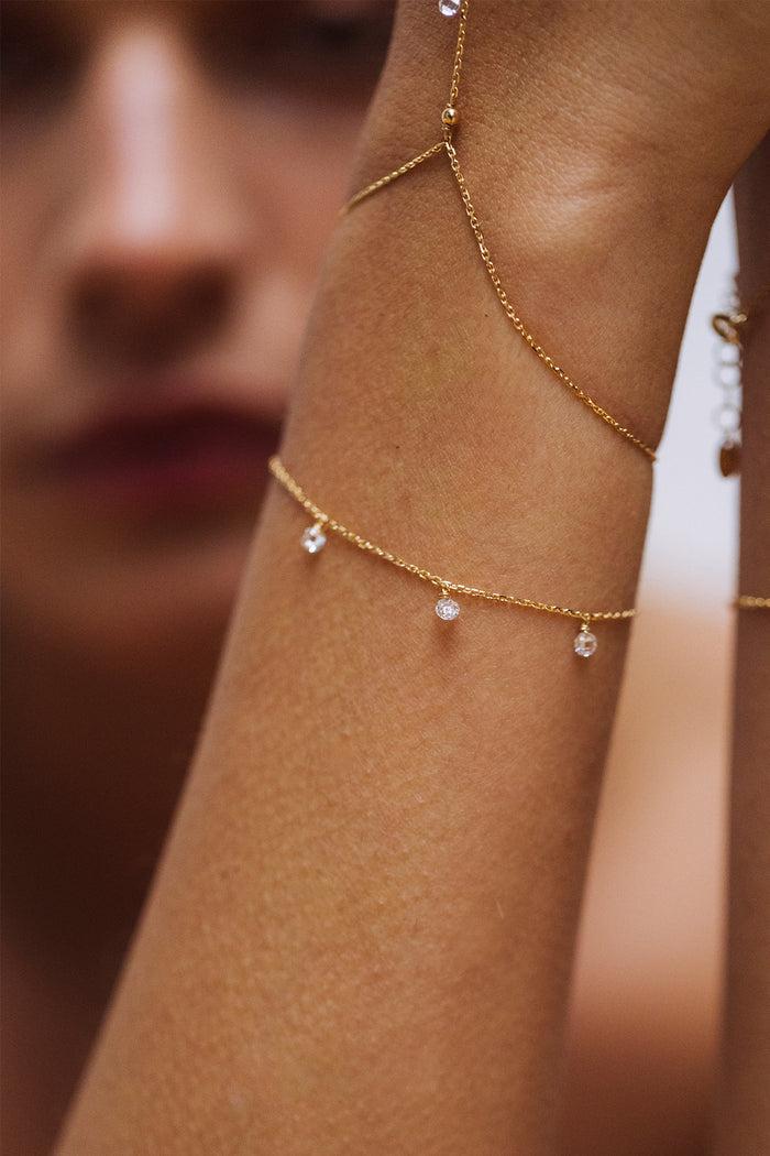 Yay Paris Sofia Tassel Chain Bracelet - 750‰ Gold White Diamond