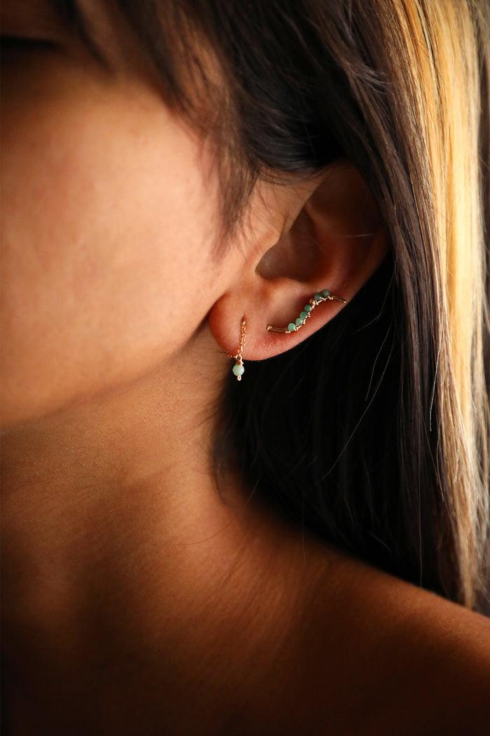 Yay Paris Anna Chain Earrings - Emerald