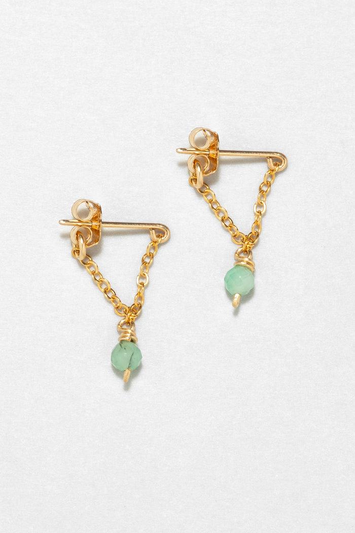 yay paris Anna chain earrings - Emerald