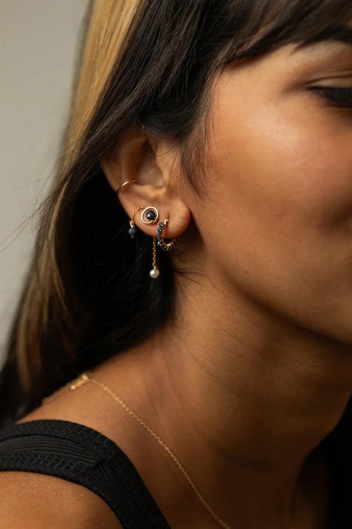 Yay Paris Anna Chain Earrings - Sapphire