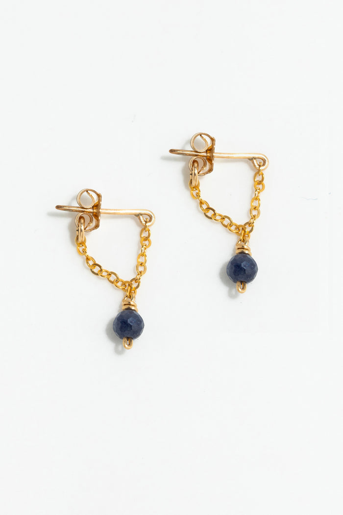 yay paris Anna chain earrings - Sapphire