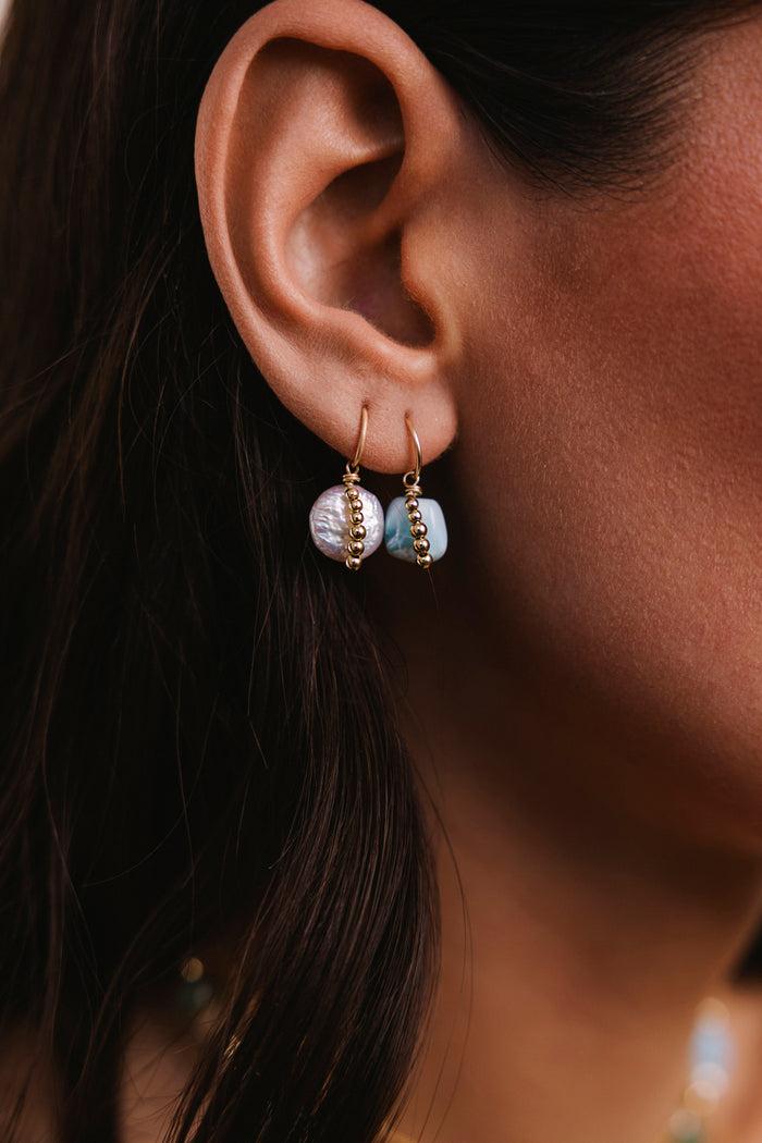 Yay Paris Cauri Hoop Earrings - Cultured Pearl