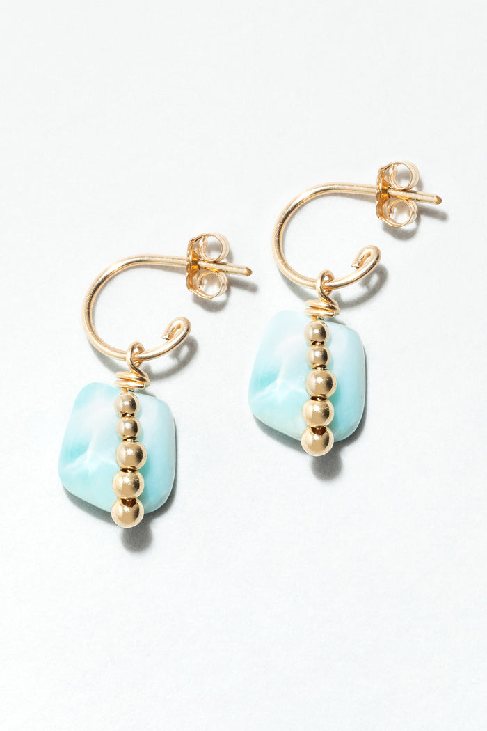 yay paris Cowrie Creoles - Larimar
