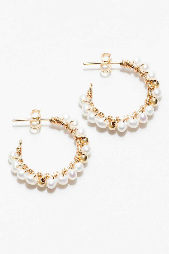 yay paris Frida Creoles - Cultured Pearl