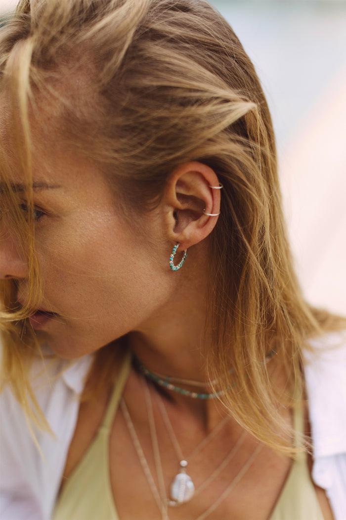 Yay Paris Frida Creoles - Turquoise Silver