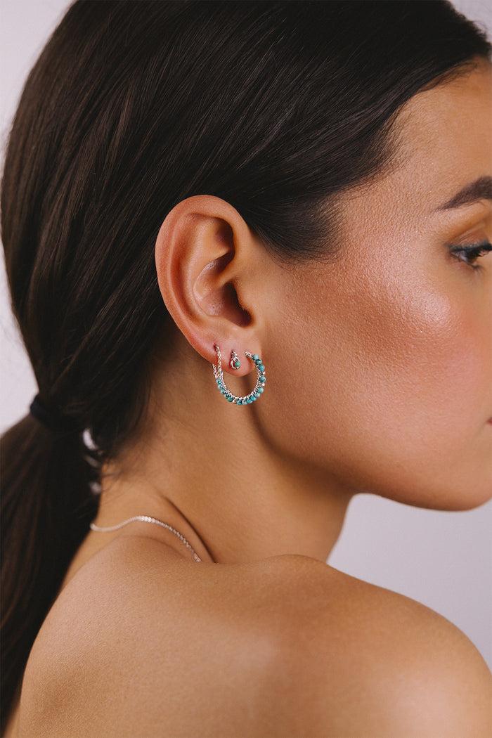 Yay Paris Frida Creoles - Turquoise Silver