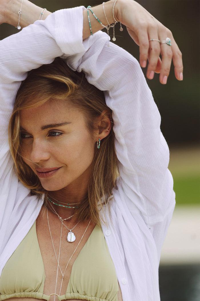 Yay Paris Frida Creoles - Turquoise Silver