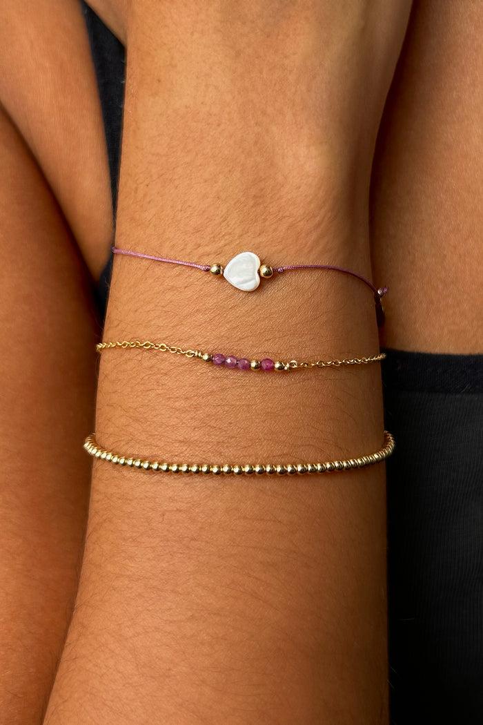 Yay Paris Heart Cord Bracelet - Mauve
