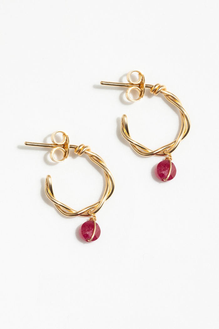 yay paris Lalita tassel creole - 750‰ gold Ruby