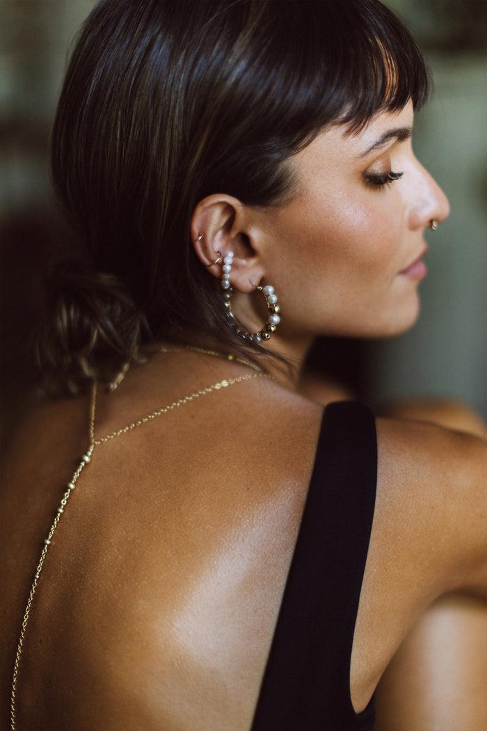 Yay Paris Large Alba Hoops - Gold Cultured Pearl