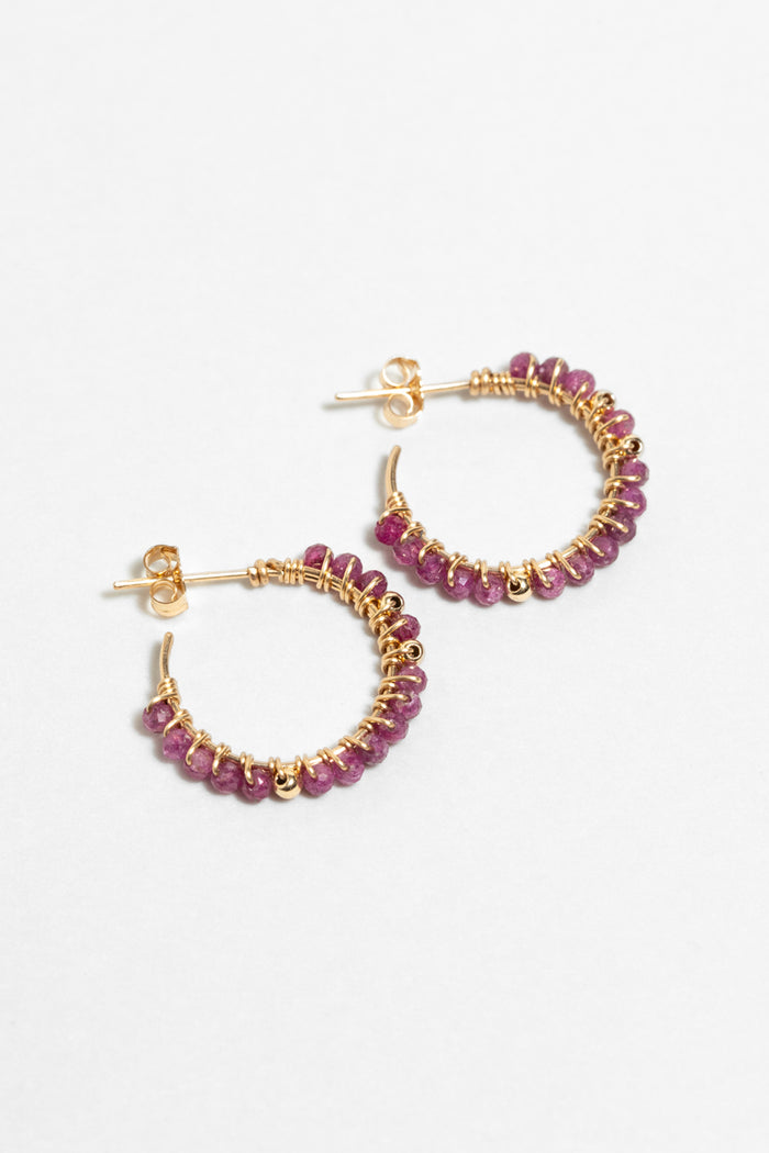 yay paris Medium Frida Creoles - Ruby