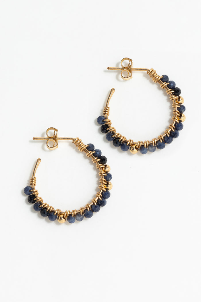 yay paris Medium Frida Creoles - Sapphire