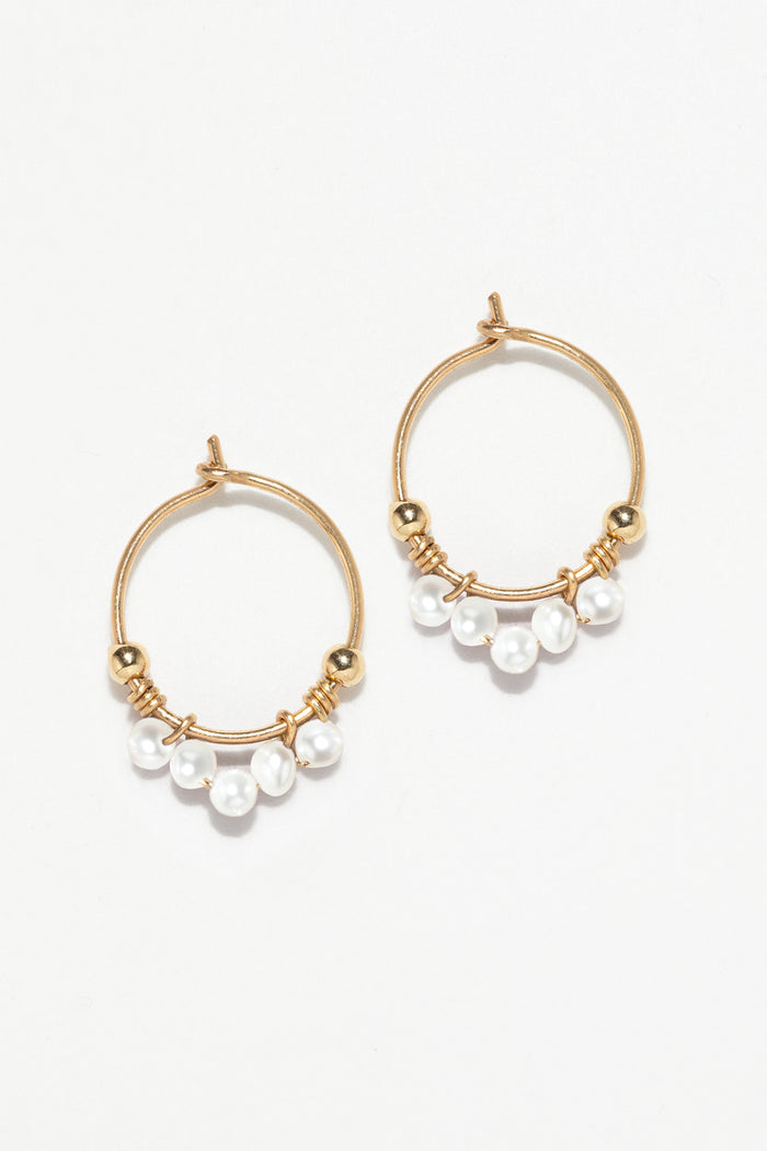 Yay Paris Mini Lace Creoles - Cultured Pearls