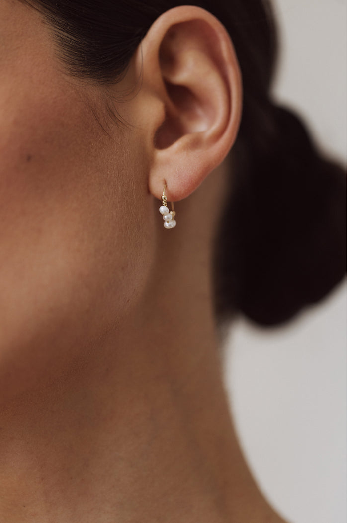 Yay Paris Mini Lace Creoles - Cultured Pearls